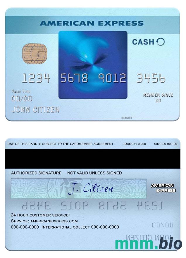 USA Commerce bank amex blue cash everyday karta przykład w formacie PSD